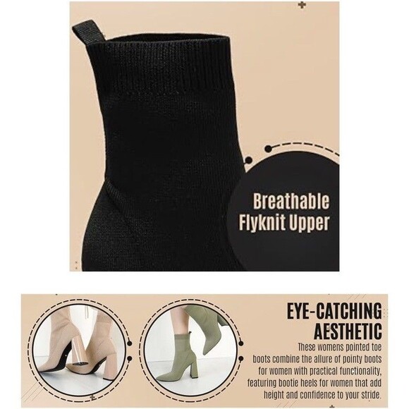 NEW Cape Robbin Faina Black Sock Bootie Women’s Size 8.5 Heels Pointy Toe Boots - Picture 15 of 16